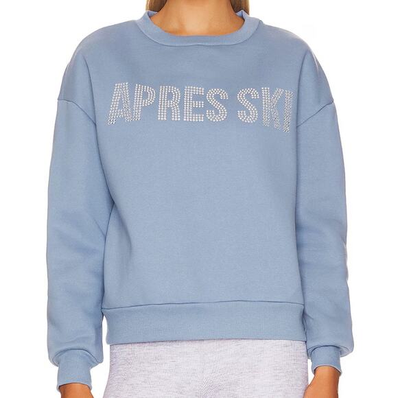 Beach Riot Apres Ski Rhinestone Sweatshirt Blue